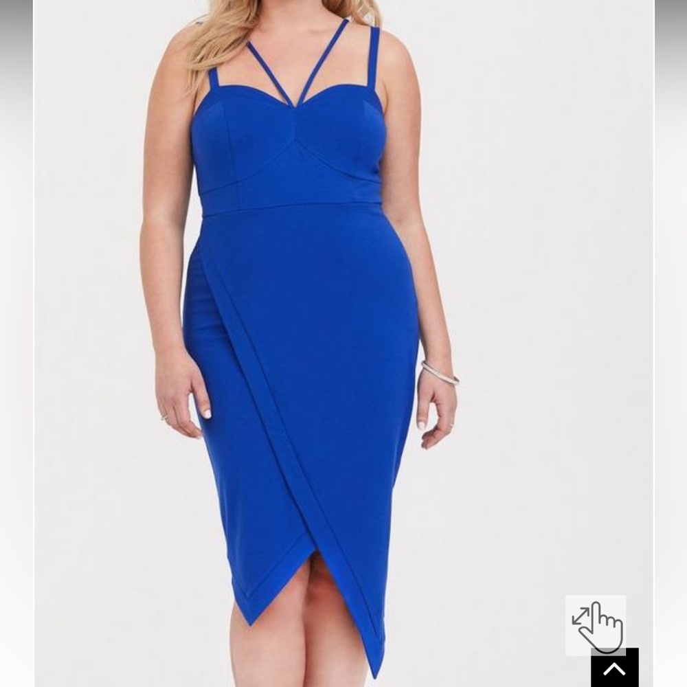 Torrid Blue Premium Ponte Asymmetrical Strappy Bodycon Dress Size 22